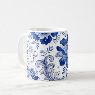 Delfts Stijl Blauw Witte Bloesems Fantasievol Fant Koffiemok