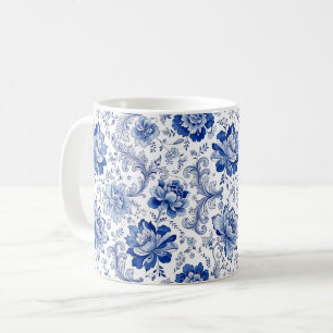 Delfts Stijl Blauw Witte Bloesems Whimsische Fanta Koffiemok