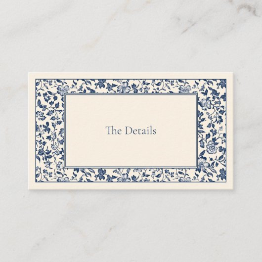 Delfts  stijl bloemendetails informatiekaartje (Voorkant)