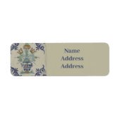 Delfts Tegel Antiek Keramische Bloempot Etiket (Voorkant)