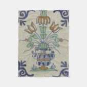 Delfts Tegel Antiek Keramische Bloempot Fleece Deken (Voorkant)
