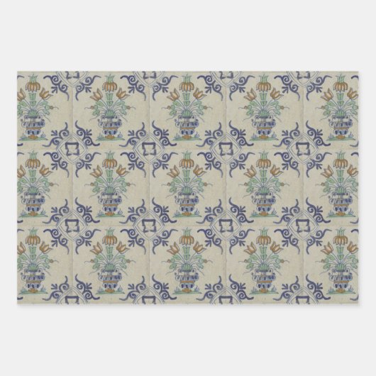 Delfts Tegel Antiek Keramische Bloempot Inpakpapier Vel (Voorkant)