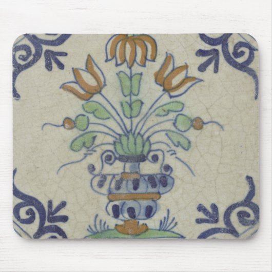 Delfts Tegel Antiek Keramische Bloempot Muismat (Voorkant)