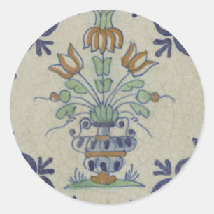 Delfts Tegel Antiek Keramische Bloempot Ronde Sticker