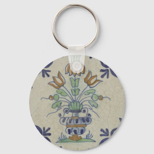 Delfts Tegel Antiek Keramische Bloempot Sleutelhanger (Achterkant)