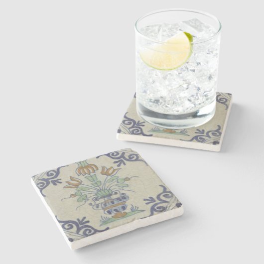 Delfts Tegel Antiek Keramische Bloempot Stenen Onderzetter (Zijkant)