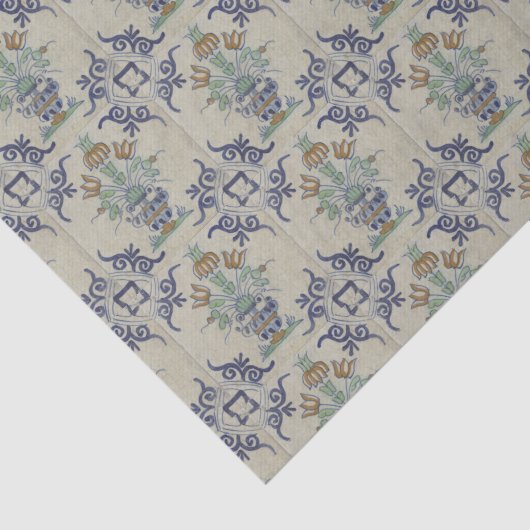 Delfts Tegel Antiek Keramische Bloempot Tissuepapier (Detail)