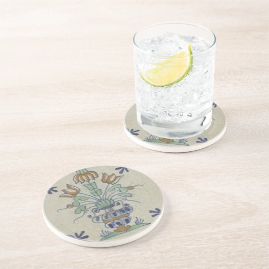 Delfts Tegel Antiek Keramische Bloempot Zandsteen Onderzetter (Zijkant)