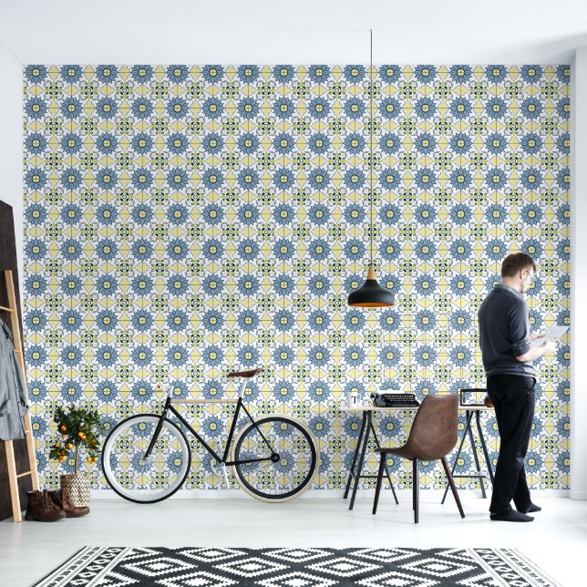 Delfts Tegel Blauw Wit Behang (Woonkamer)