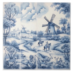 Delfts Tegel Blauw-witte Tegel Tegeltje