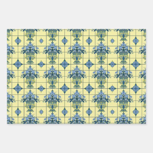 Delfts Tegel patroon Inpakpapier Vel (Voorkant)