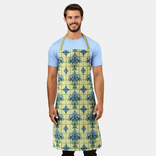 Delfts Tegel patroon Schort (Gedragen)