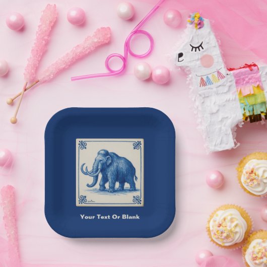 Delfts wollige mammoet papieren bordje (Feest)