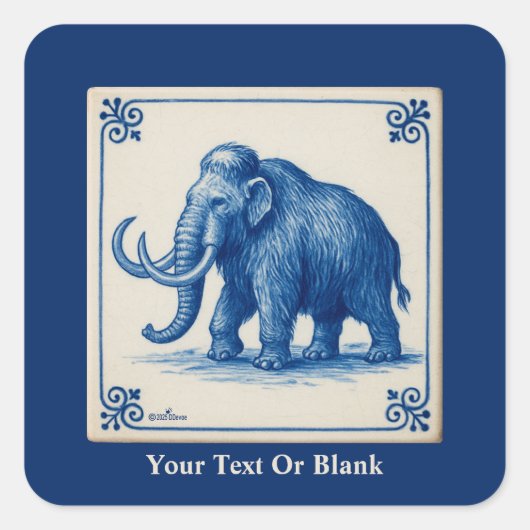 Delfts wollige mammoet vierkante sticker (Voorkant)