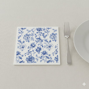Delftsblauw en wit bloemmotief servet