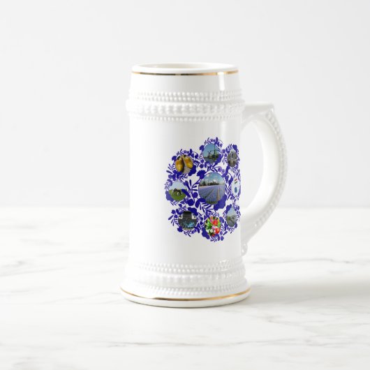 Delftware/Delft Blue Style Holland Stein Bierpul (Voorkant rechts)