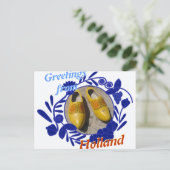 Delftware Pattern en Clogs Greetings uit Nederland Briefkaart (Staand voorkant)