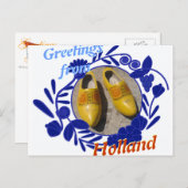 Delftware Pattern en Clogs Greetings uit Nederland Briefkaart (Voorkant / Achterkant)