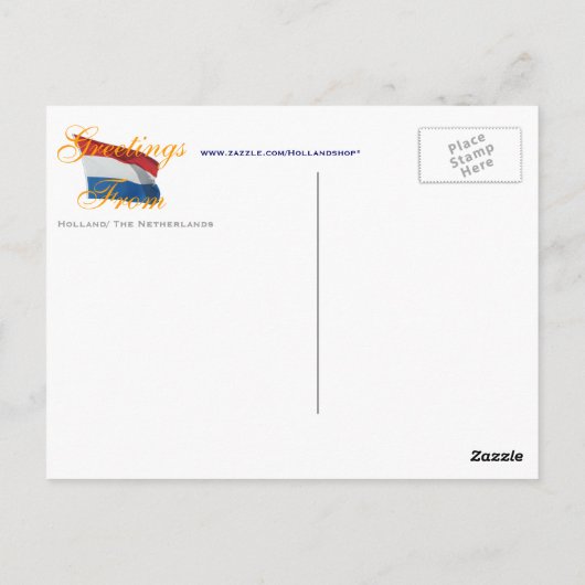 Delftware Pattern en Clogs Greetings uit Nederland Briefkaart (Achterkant)