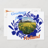 Delftware Pattern Tulips Greetings uit Nederland Briefkaart (Voorkant / Achterkant)
