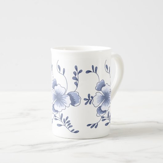 Delftware Style Pansy Porselein Kop (Voorkant rechts)