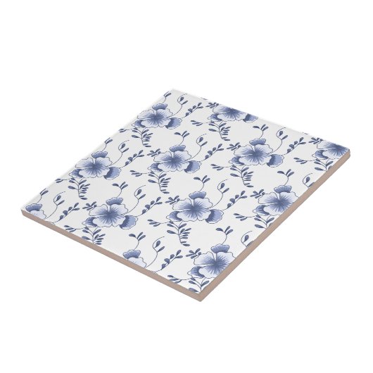 Delftware Style Pansy Tegeltje (Zijkant)