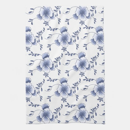 Delftware Style Pansy Theedoek (Verticaal)