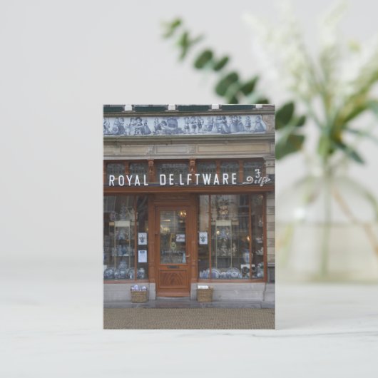 Delftware-winkel in Delft Briefkaart (Staand voorkant)