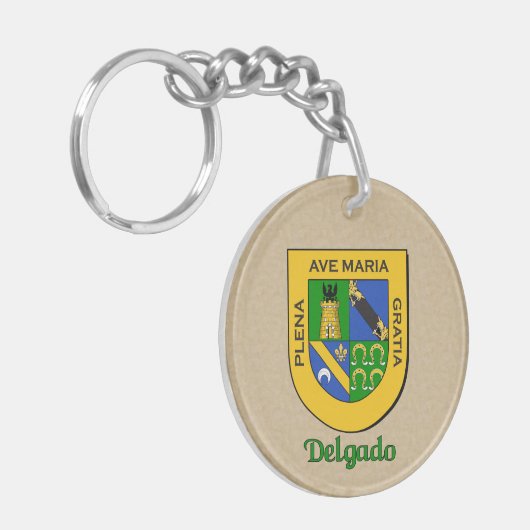 Delgado Historisch Schild met de vlag van Mexico Sleutelhanger (Voorkant Links)