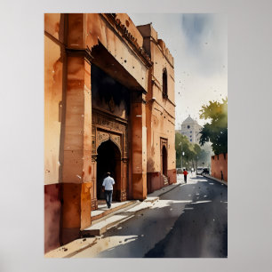 Delhi aquarel kunst poster