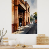 Delhi aquarel kunst poster (Keuken)