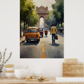 Delhi aquarel kunst poster (Keuken)