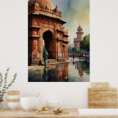 Delhi aquarel kunst poster (Keuken)