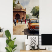 Delhi aquarel kunst poster (Thuiskantoor)