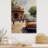 Delhi aquarel kunst poster (Keuken)