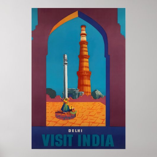 Delhi Art India Travel Poster Indian Print  (Voorkant)