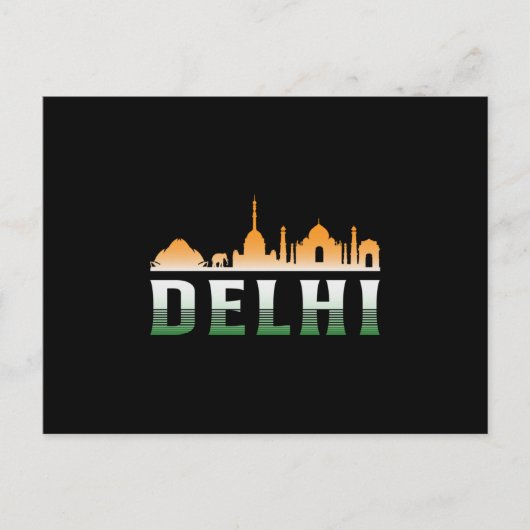Delhi India City Cityscape Skyline Trip Funny Gift Briefkaart (Voorkant)