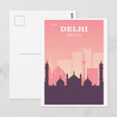  Delhi India City Skyline Roze Reizen Briefkaart (Voorkant / Achterkant)