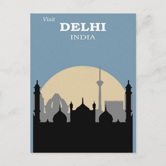 Delhi India City Skyline Travel Briefkaart (Voorkant)