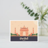 Delhi India Pastel Reisontwerp Briefkaart (Staand voorkant)