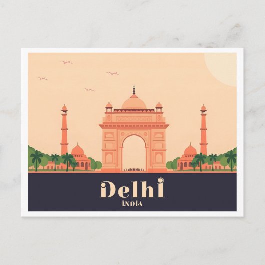Delhi India Pastel Reisontwerp Briefkaart (Voorkant)