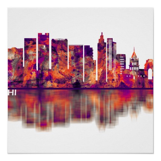 Delhi India Skyline Perfect Poster (Voorkant)