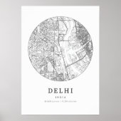Delhi India Street lay-out kaart Poster (Voorkant)