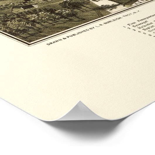 Delhi, NY Panoramic Map - 1887 Poster (Hoek)