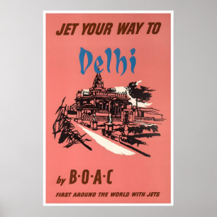 Delhi Print India Kunst BOAC Reisposter Indisch