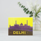 Delhi, silhouette van de stad, tempel en fort briefkaart (Staand voorkant)