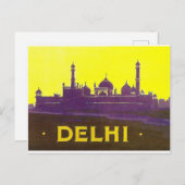 Delhi, silhouette van de stad, tempel en fort briefkaart (Voorkant / Achterkant)