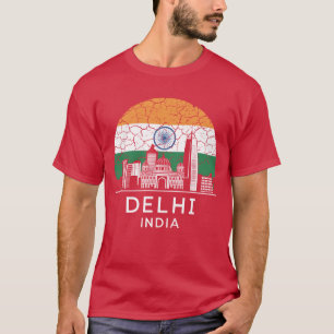 Delhi Stad India Vlag retro T-shirt