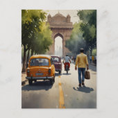 Delhi waterverf kunst briefkaart (Voorkant)