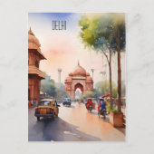 Delhi waterverf kunst briefkaart (Voorkant)